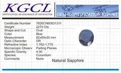 Huge Certified Mined From The Earth 2270 Ct Museum Size Natural Blue Sapphire