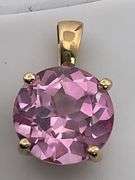 CERTIFIED 14K YELLOW GOLD PINK SAPPHIRE PENDANT