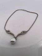 CERTIFIED 18K WHITE GOLD VINTAGE / ANTIQUE DIAMOND AND PEARL NECKLACE