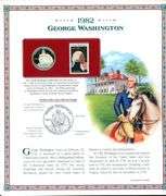 1982 George Washington Proof Silver Half Dollar & Stamp in Display