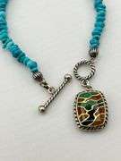925 Sterling Silver Carolyn Pollack Turquoise beads with Double Side Charm