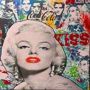 "sweet kiss" Extremely Collectible Jozza 'One of a kind' Mixed Media on Canvas very large