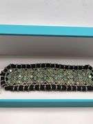 New! +10 ctw all natural emerald and diamond  weaved on fabric bracelet
