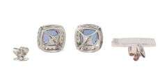 New 1.09ctw Cushion Tanzanite and 0.32ctw Diamond Frame Stud Earrings in 14K