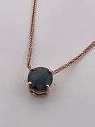 CERTIFIED 14K ROSE GOLD NECKLACE WITH NATURAL SAPPHIRE