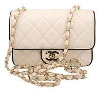 Chanel White and Black Lambskin Mini Graphic Frame Flap Bag