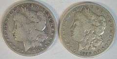 1878-CC & 1890-CC Morgan Silver Dollars. Scarce Carson City's