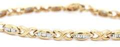 Pretty 14K YG XOX Style Bracelet with Baguette Diamonds