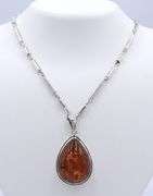 925 Sterling Silver Resin Pendant on Chain Necklace