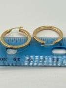 14KT Yellow Gold Hammered 25mm Hoop Earrings