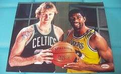 HAND SIGNED LARRY BIRD AND MAGIC JOHNSON 8X10 WITH COA