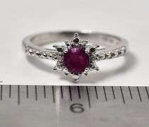 Ruby and Diamond Ring in Sterling Silver