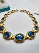 Investment!  Swiss made  very Rare Vintage 18KT Yellow Gold 25 ctw Blue Topaz Jewelry Set