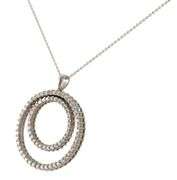 1.25ctw Diamond Open Double Circle Pendant Necklace in 14K