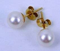 14K Gold 6.5MM Pearl Stud Earrings