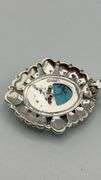 925 Sterling Silver Navajo Large Turquoise Enhancer with Large Closure