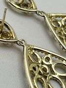 925 Sterling Silver Tear Drop Two Tone Openwork Crystal Pave earrings