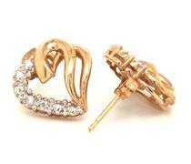 10kt Yellow gold diamond heart shaped earrings