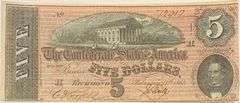 $ 5 Rich red Choice CU Confederate States Note