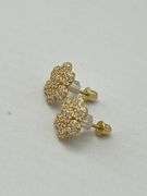 14KT Yellow Gold Flower Cluster Cubic Zirconia Stud Earrings