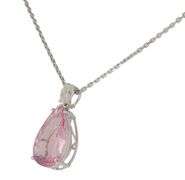 New 11.60ct Oval Morganite and 0.80ct Pear Shaped Diamond Pendant Necklace in 14K