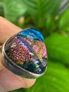 Sterling Silver 925 One of a Kind Dichroic Glass Ring Size 7.5