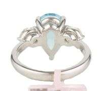 New 2.50ct Pear Aquamarine and 0.96ctw Round Diamond Three Stone Ring in 14K
