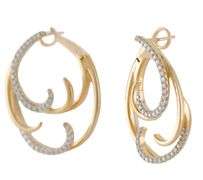 0.56ctw Diamond Wave Style Hoop Earrings in 14K