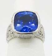 Platinum GIA Certified Blue Sapphire & Diamond Ring