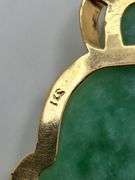 Antique 14KT Yellow Gold Hand Carved Jade Buddha Pendant