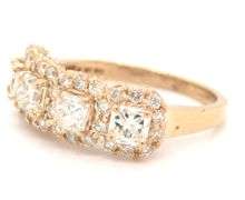 14kt Yellow gold 1.25ctw princess and round brilliant cut diamond band