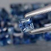 Princess cut! 3.28ct London blue Sapphire set!