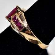 Astounding 14K Yellow Gold Ruby Gemstone Ring with Diamond Accents