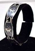 Black Enamel SIAM Thai Dancer Bracelet in Sterling Silver