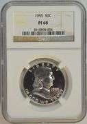 Pristine 1955 Superb Gem Proof Franklin Half Dollar. NGC PF68