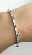 925 Sterling Silver Cubic Zirconia And Blue Stone By The Yard Bangle