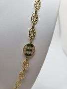 Very Long 18KT Gold & Enamel Necklace