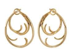 0.56ctw Diamond Wave Style Hoop Earrings in 14K