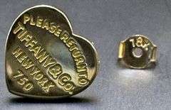 18K Tiffany & Co Yellow Gold Heart Earring