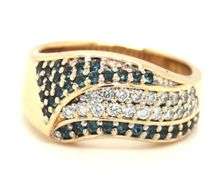 14kt Yellow gold diamond pave and blue sapphire woven ring