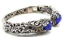 Carolyn Pollack Vintage Lapis doublet filgree hinged bangle bracelet