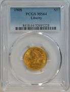Very Choice BU 1909-D $5 Indian Gold Piece. PCGS MS63