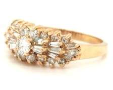 14kt Yellow gold 0.55ctw RBC and Baguette diamond cluster ring