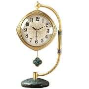 Brass & Marble Mantel Clock Mother-of-Pearl Inlay