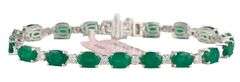 New 12.0ctw Oval Emerald and 1.55ctw Diamond Tennis Bracelet in 14K