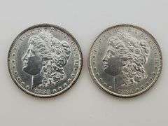 1883 & 1884 Morgan Silver Dollars, AU