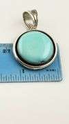 925 Sterling Silver Signed Bernyse Chaves Navajo Turquoise Round Pendant