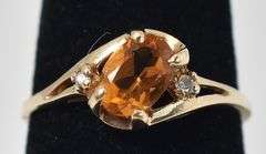 Dazzling 10K Yellow Gold Citrine Gemstone Ring with Diamond Accents