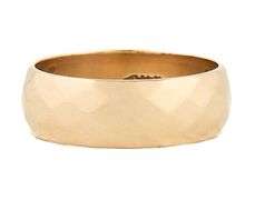 Gents Polished 8MM Hammered Faceted Band Ring in 14K