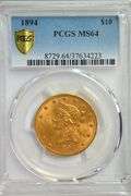 Nearly Gem BU 1894 $10 Liberty Gold Piece. PCGS MS64